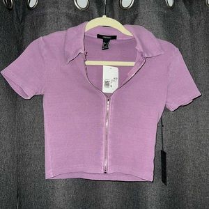 Forever 21 cropped purple zip up top